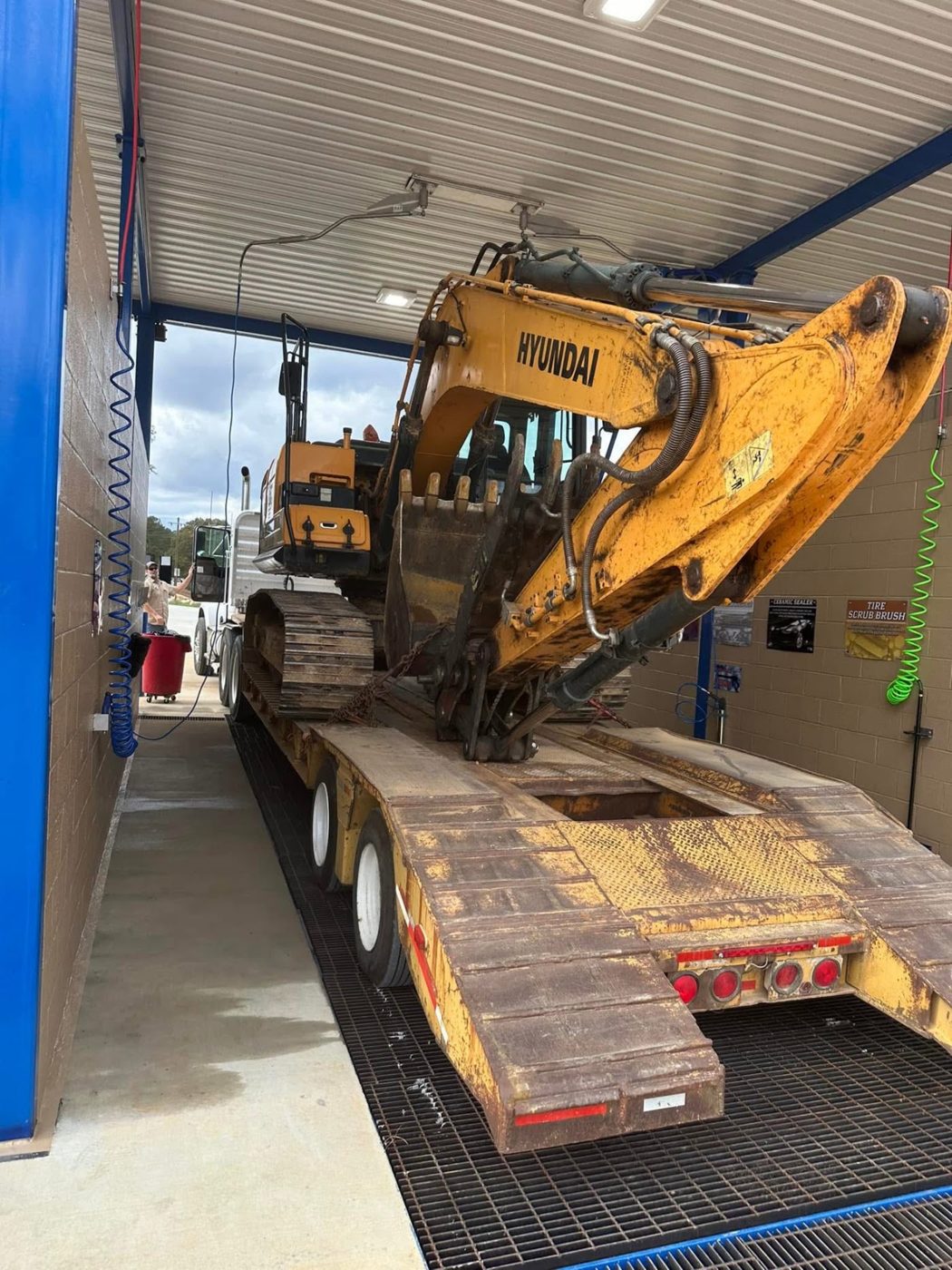 Heavy equipment in the oversized bay